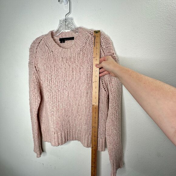360 Cashmere Abbot Pale Rose Pink Loose Knit Crew Neck Band Cuff Neck Sweater S - Picture 10 of 11